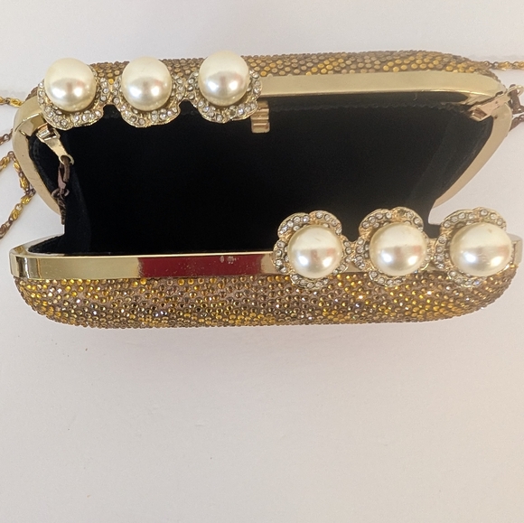 Gold Clutch with Pearl Accents